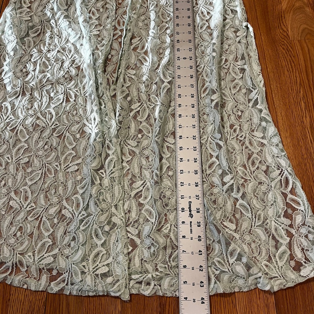 LuLaRoe Joy Mint Green Floral Lace Longline Duster Vest Cardigan L Festival Boh0 - Picture 8 of 9
